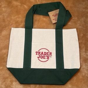 Trader Joe's Canvas Mini Tote Bag GREEN